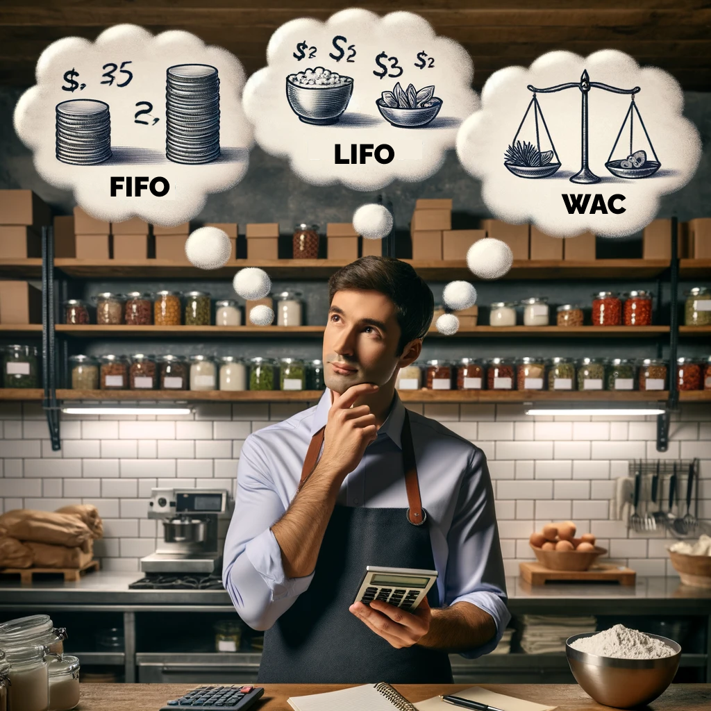 Restaurant owner deciding between FIFO, LIFO, or WAC